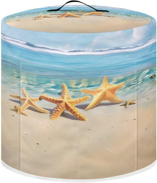 Beach Starfish Print Appliance Cover for Pressure Cooker, Rice Cooker, and Air Fryer - Washable Dust Cover with Pocket for Portable Protection
