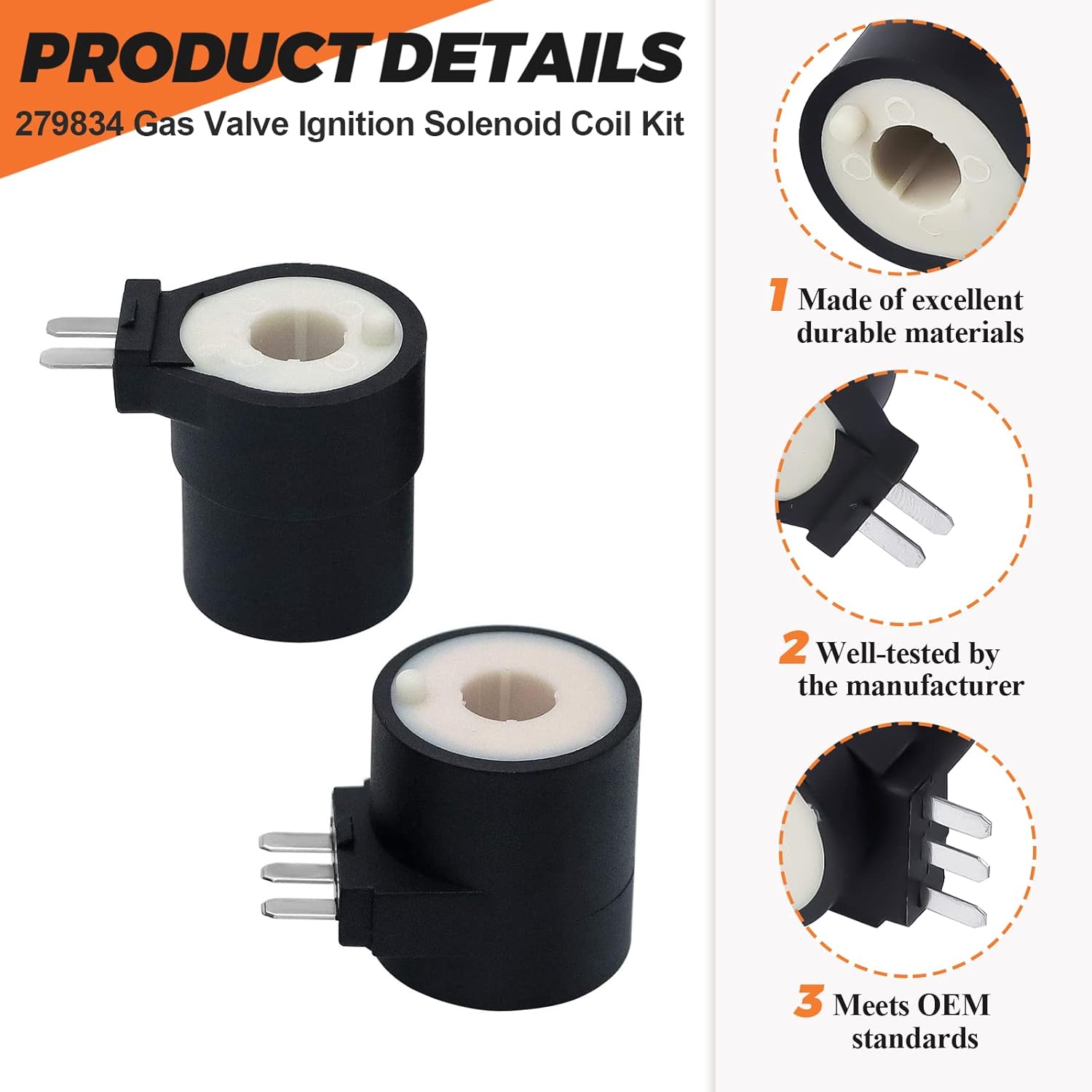 Beaquicy 2025 Upgrade Gas Valve Ignition Solenoid Coil Kit for Ken-more & Whirl-pool Dryers - Replaces AP3094251 PS334310