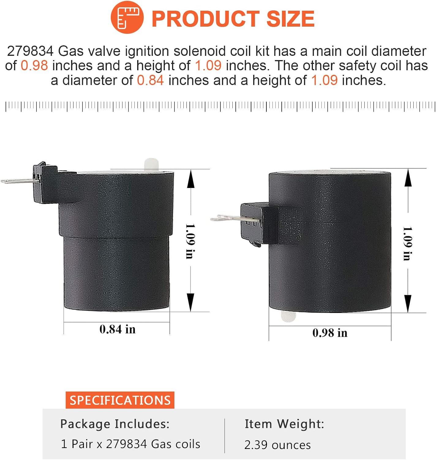 Beaquicy 2025 Upgrade Gas Valve Ignition Solenoid Coil Kit for Ken-more & Whirl-pool Dryers - Replaces AP3094251 PS334310