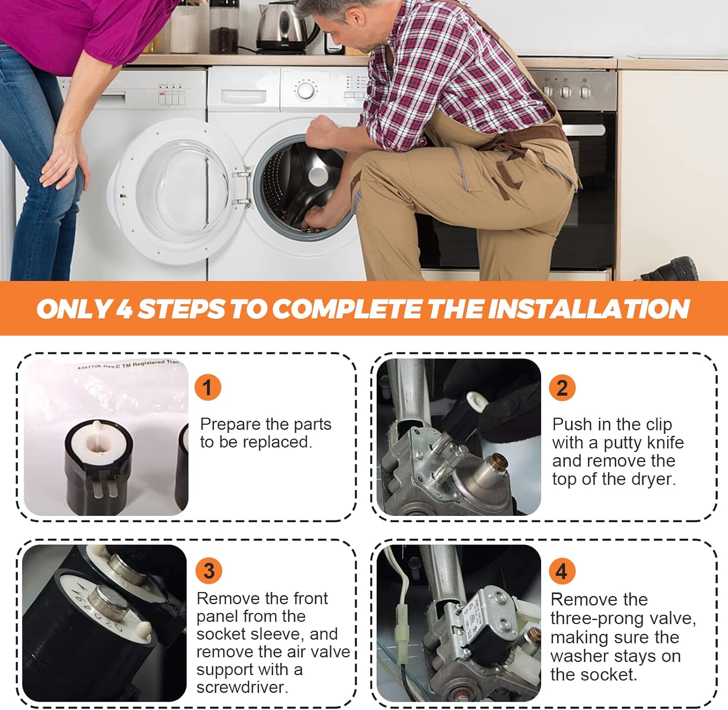 Beaquicy 2025 Upgrade Gas Valve Ignition Solenoid Coil Kit for Ken-more & Whirl-pool Dryers - Replaces AP3094251 PS334310