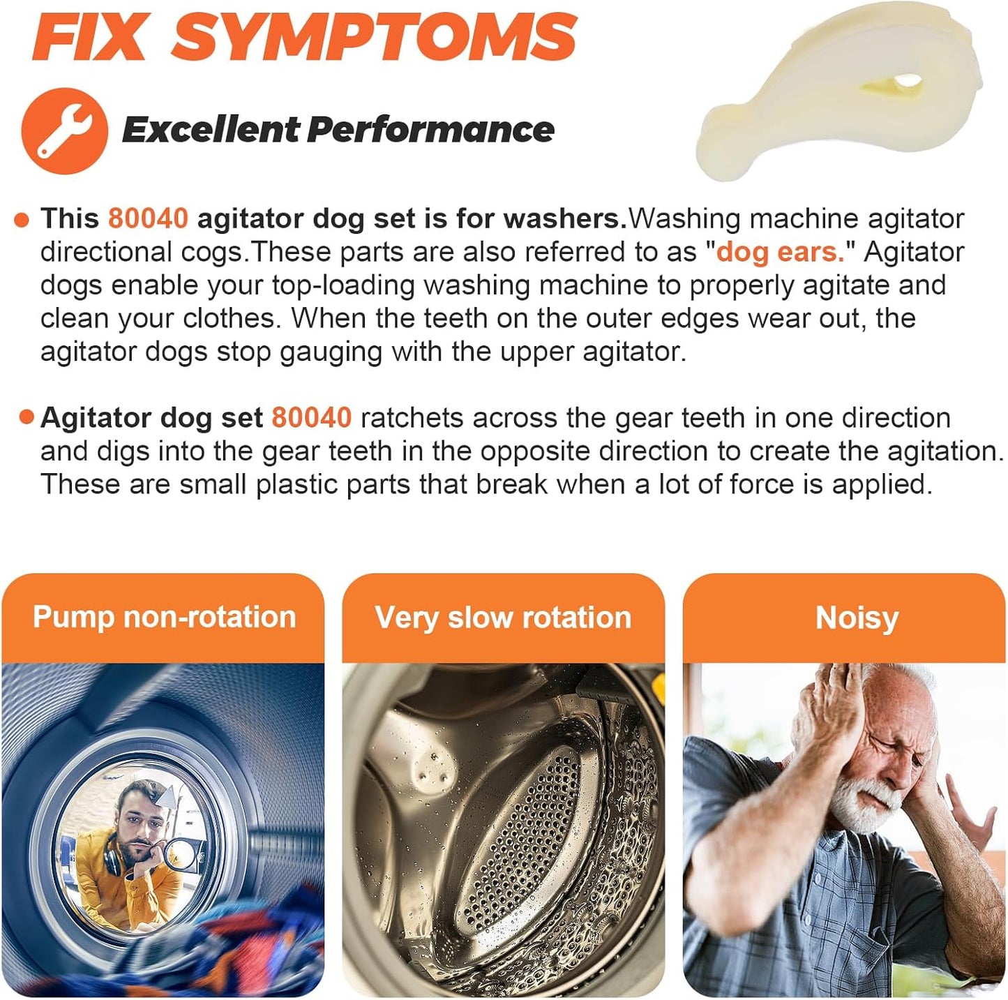 Beaquicy 80040 Washer Agitator Dogs Kit - 20-Pack Replacement for Whirlpool Kenmore Washing Machine