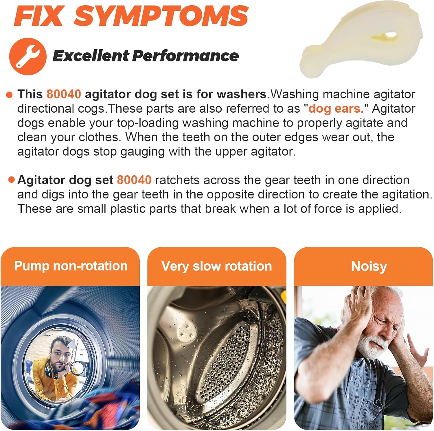 Beaquicy 80040 Washer Agitator Dogs Kit - 20-Pack Replacement for Whirlpool Kenmore Washing Machine