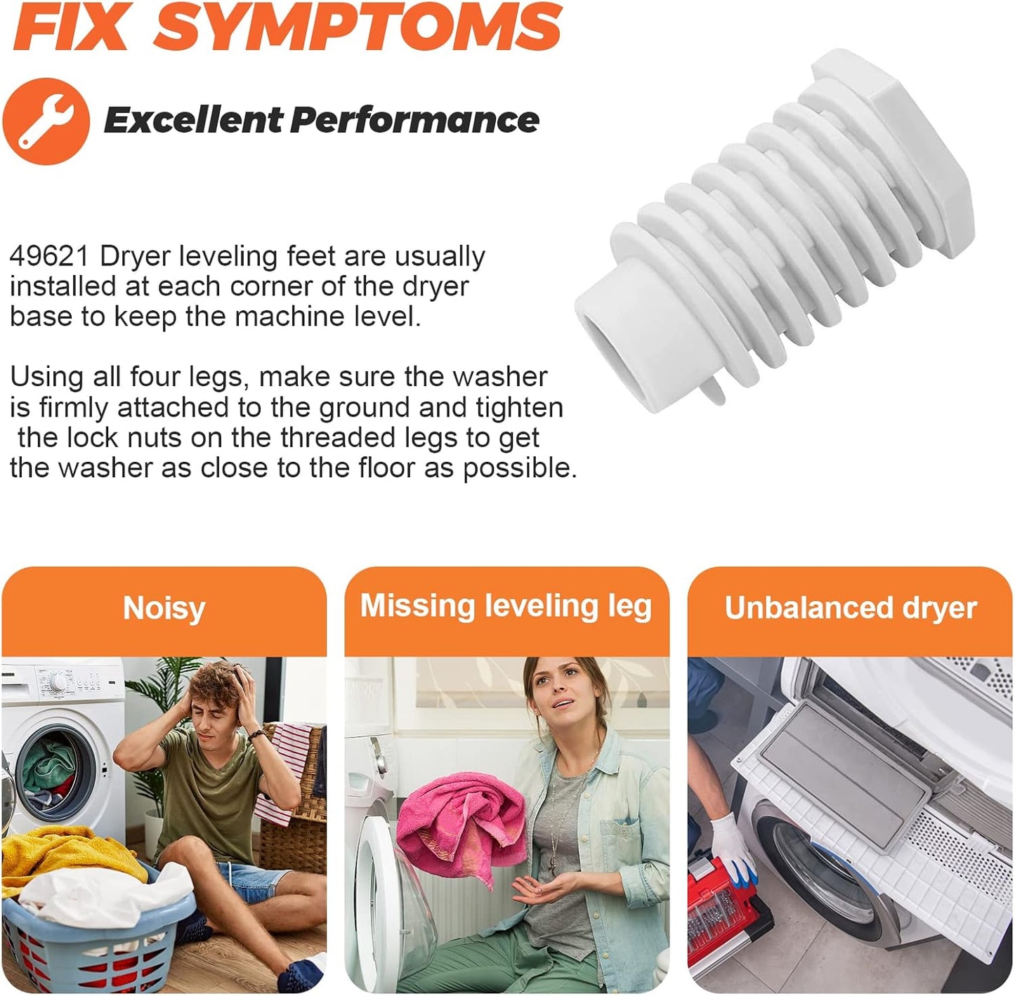 Beaquicy Dryer Maintenance Kit with Leveling Leg Foot and Idler Pulley - Compatible with AP4295805 and W10837240