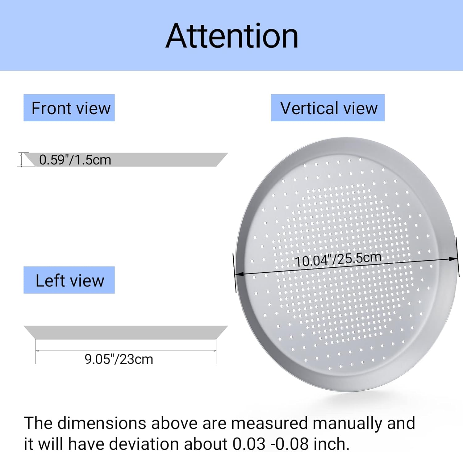 Beasea 10 Inch Pizza Pan with Holes - Heavy Duty Aluminum Alloy Pizza Crisper Tray for Oven Baking in Home Restaurant Kitchen