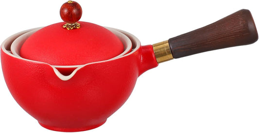 BEBEMOKO Retro Ceramic Teapot with Strainer for Easy Water Filtering, Perfect for Home or Office