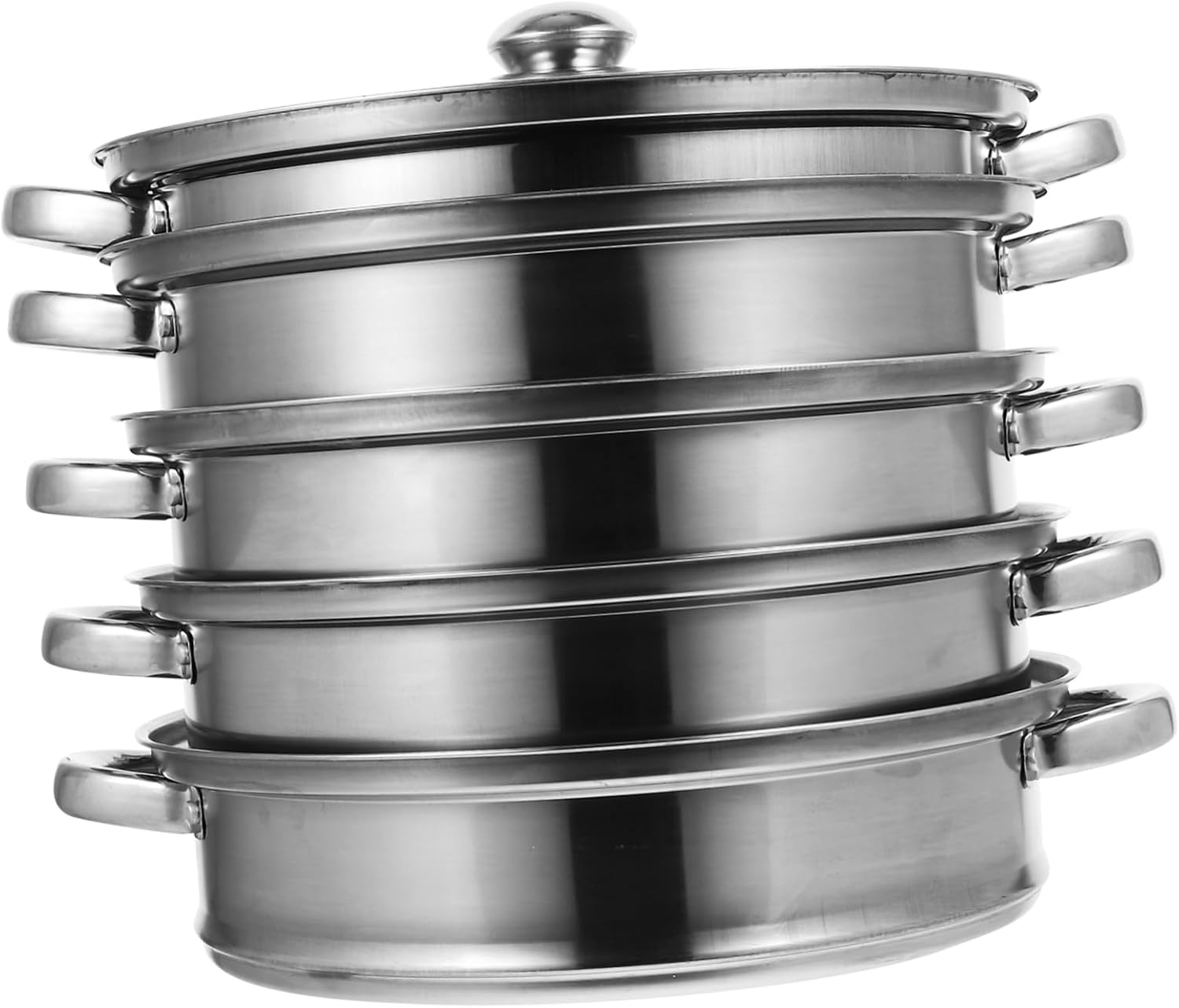 BEBEMOKO Stainless Steel Stock Pot with Steamer Basket for Cooking Soups and Dumplings