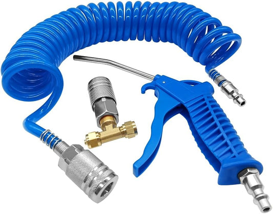 Beduan Air Blow Gun Kit with 16ft Pneumatic PU Hose - Heavy Duty Air Duster Gun for Compressor