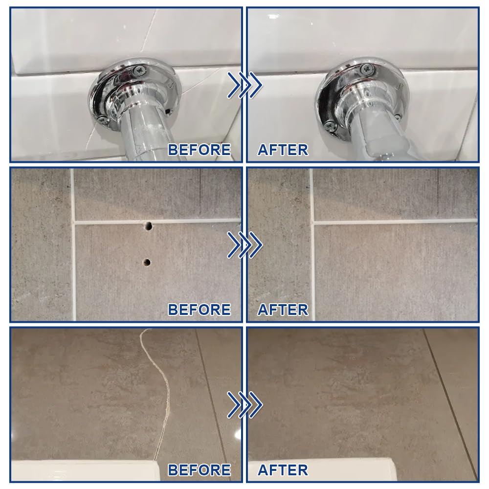 Beige Ceramic Tile Repair Kit - Strong Porcelain Filler for Cracks, Chips, Holes - Fast Fix for Porcelain, Ceramic, Acrylic, Fiberglass, Enamel