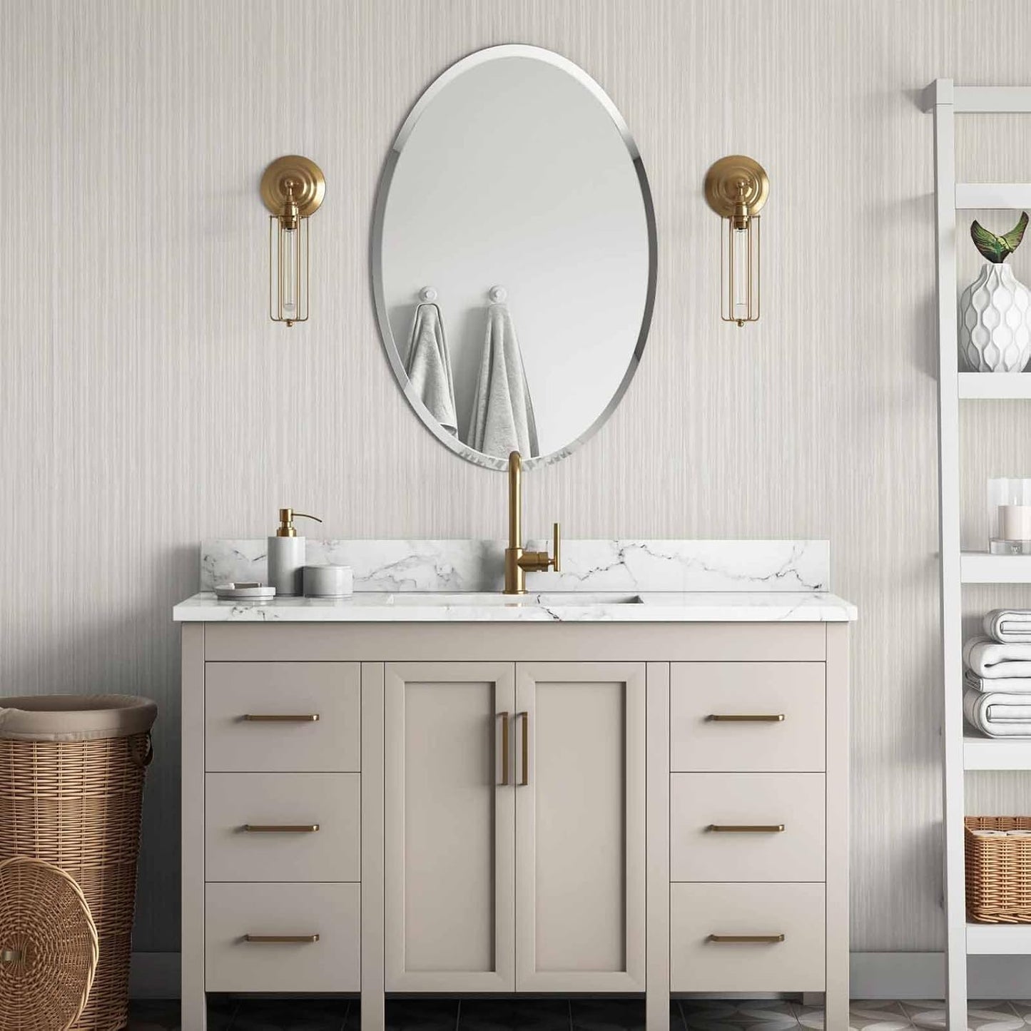 Beige Linen Grasscloth Peel and Stick Wallpaper 17.71”×276.2” - Self-Adhesive Textured Vinyl Film for Furniture and Walls