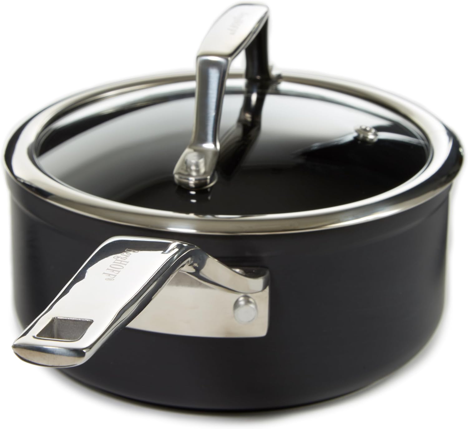 BergHOFF Essentials 6.25" Non-stick Saucepan with Glass Lid - 1.3qt, Hard Anodized, FernoGreen Coating, Induction Compatible