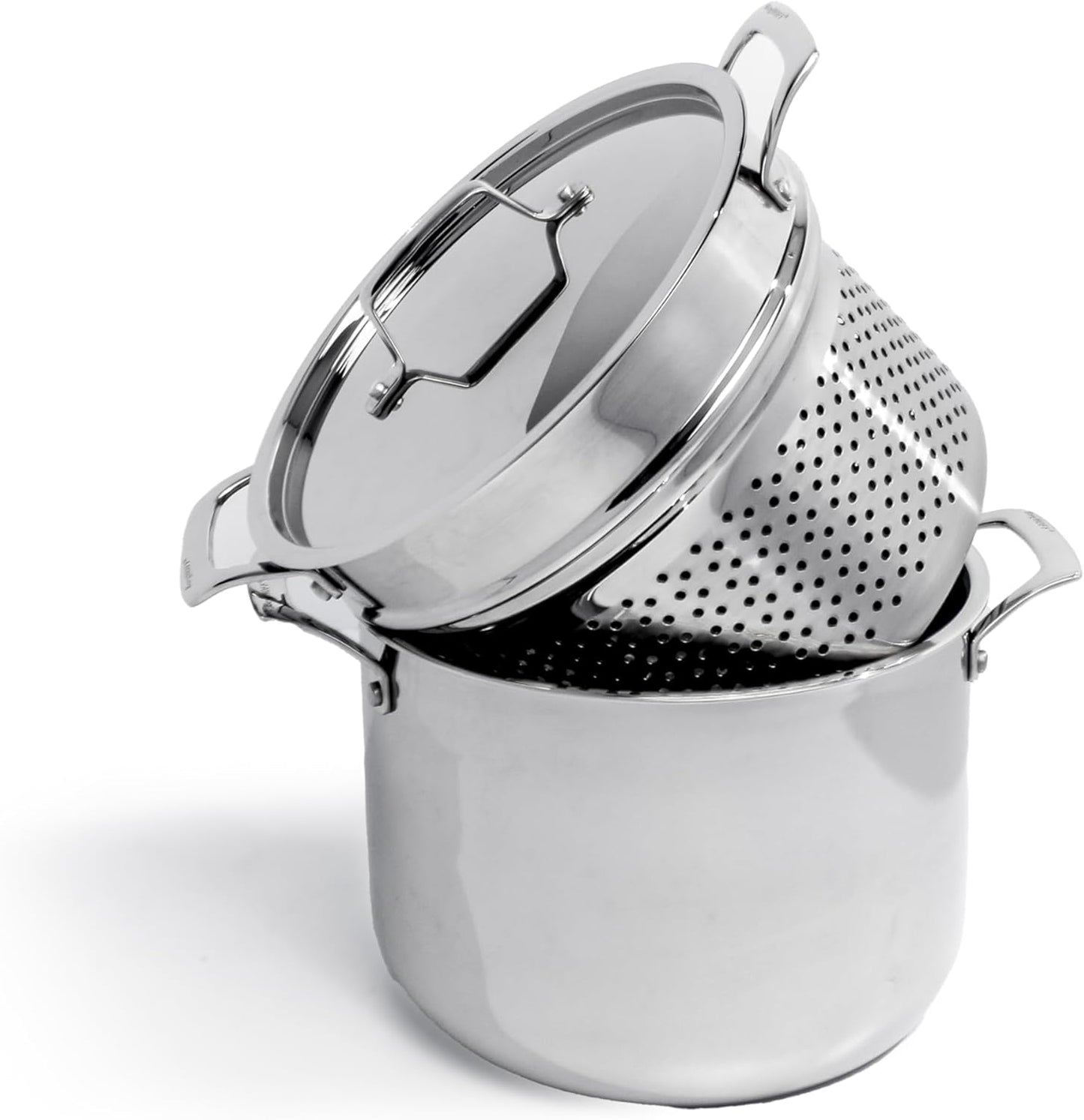 BergHOFF Professional Tri-ply Stainless Steel Cookware Set - 13Pc with Matching Lid, Safe Grip Handle, Induction Cooktop, Measurement Markings, Fast & Even Heat, Oven/Dishwasher Safe