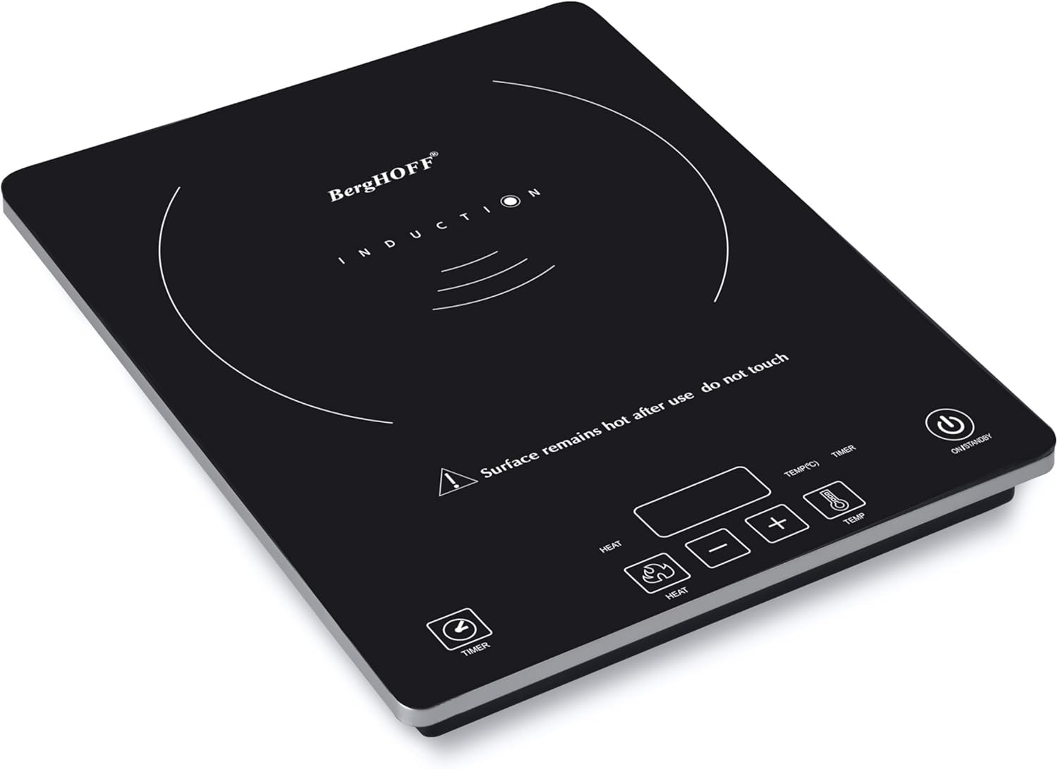 BergHOFF Tronic 1800W Touch Screen Induction Cooktop with Auto-Pan Detection and Shatter-Resistant Black Glass - 14