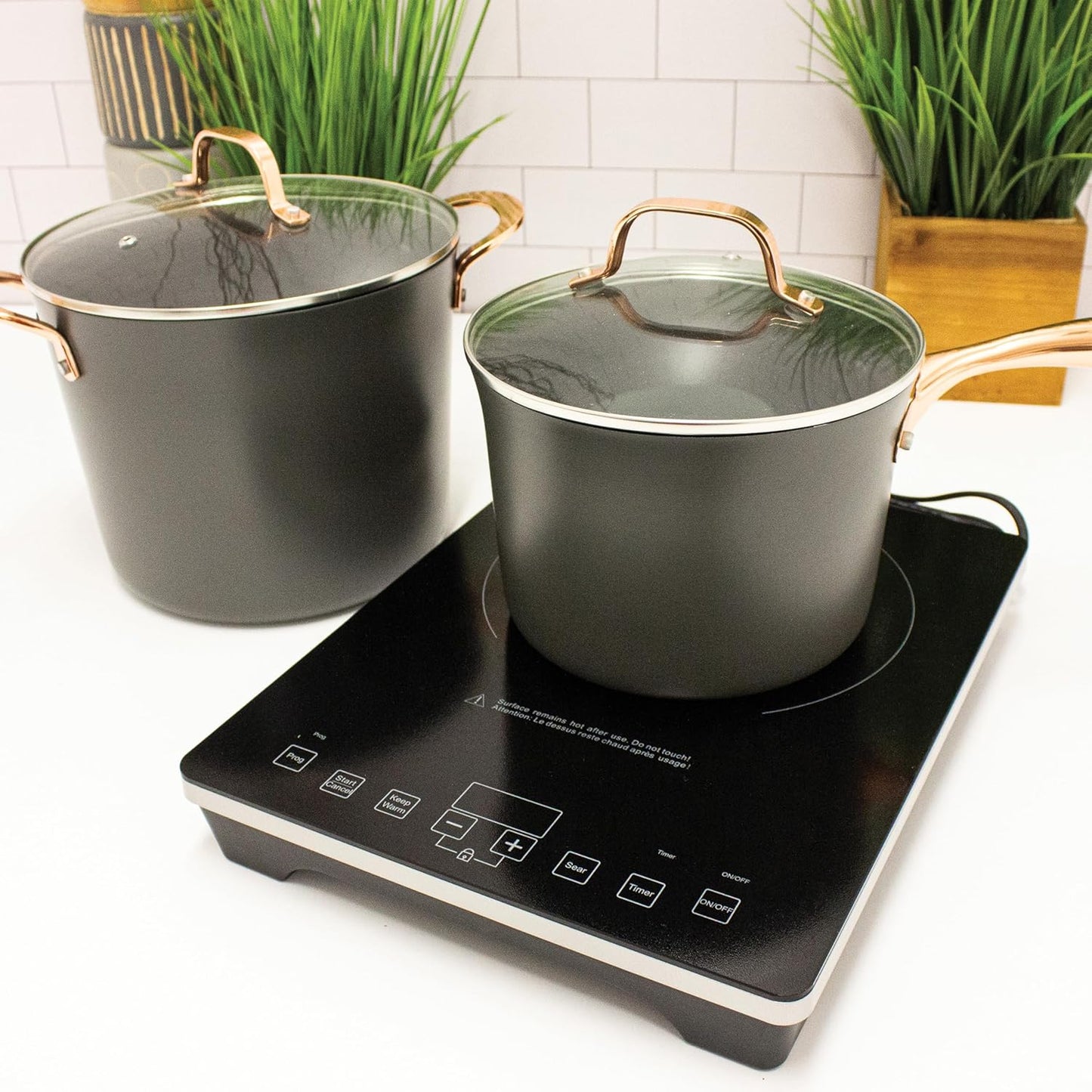 BergHOFF Tronic 1800W Touch Screen Induction Cooktop with Auto-Pan Detection and Shatter-Resistant Black Glass - 14