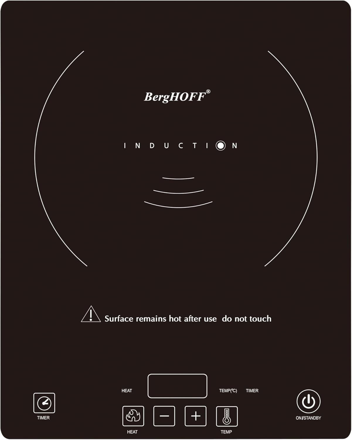 BergHOFF Tronic 1800W Touch Screen Induction Cooktop with Auto-Pan Detection and Shatter-Resistant Black Glass - 14