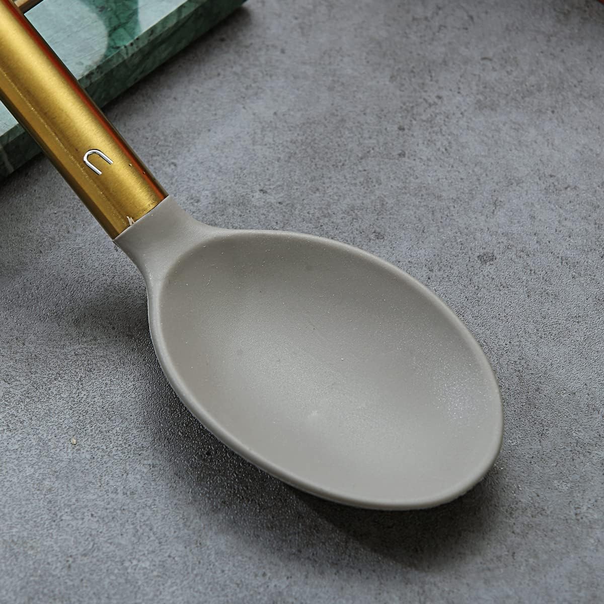 Berglander Gold Cooking Spoon with Non-Stick Silicone and Titanium Gold Plated Handle - Easy to Clean, Dishwasher Safe