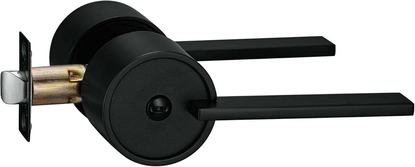 Berlin Modisch Zero Gravity Urban Series Privacy Lever Door Handle Set - Easy Open Locking Lever for Bedroom/Bathroom - Reversible Heavy Duty Iron Black Finish
