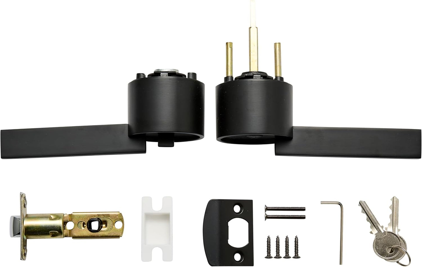 Berlin Modisch Zero Gravity Urban Series Privacy Lever Door Handle Set - Easy Open Locking Lever for Bedroom/Bathroom - Reversible Heavy Duty Iron Black Finish