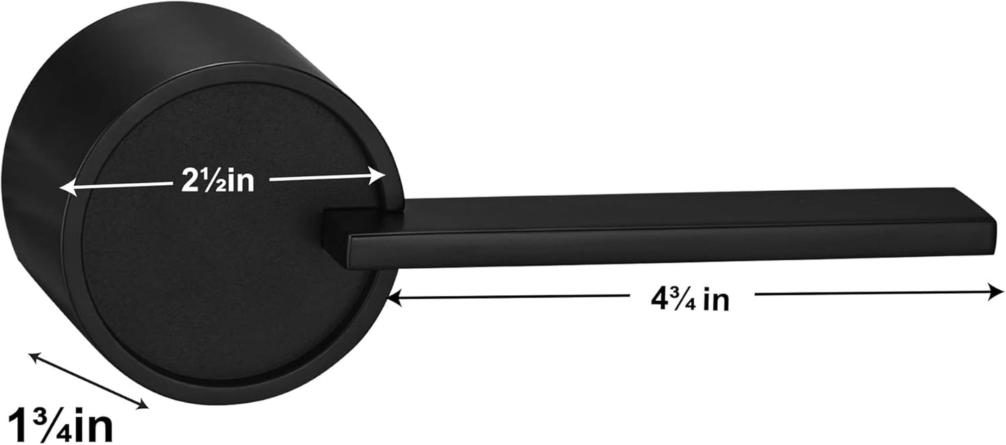 Berlin Modisch Zero Gravity Urban Series Privacy Lever Door Handle Set - Easy Open Locking Lever for Bedroom/Bathroom - Reversible Heavy Duty Iron Black Finish