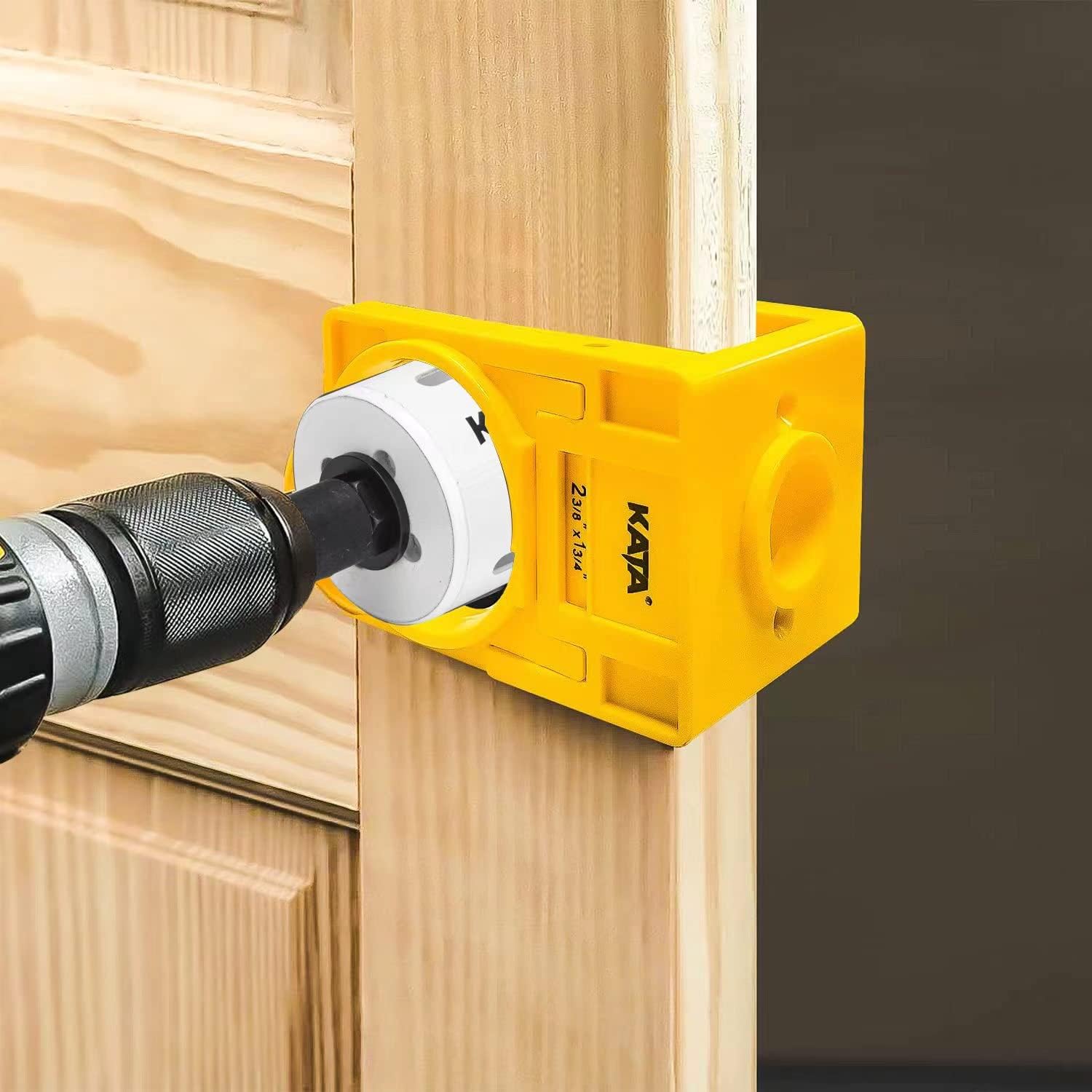 Bi-Metal Door Lock Installation Kit for Metal and Wood Doors - Includes Guide Template, Deadbolt Installation Kit, and Hole Saw Kit