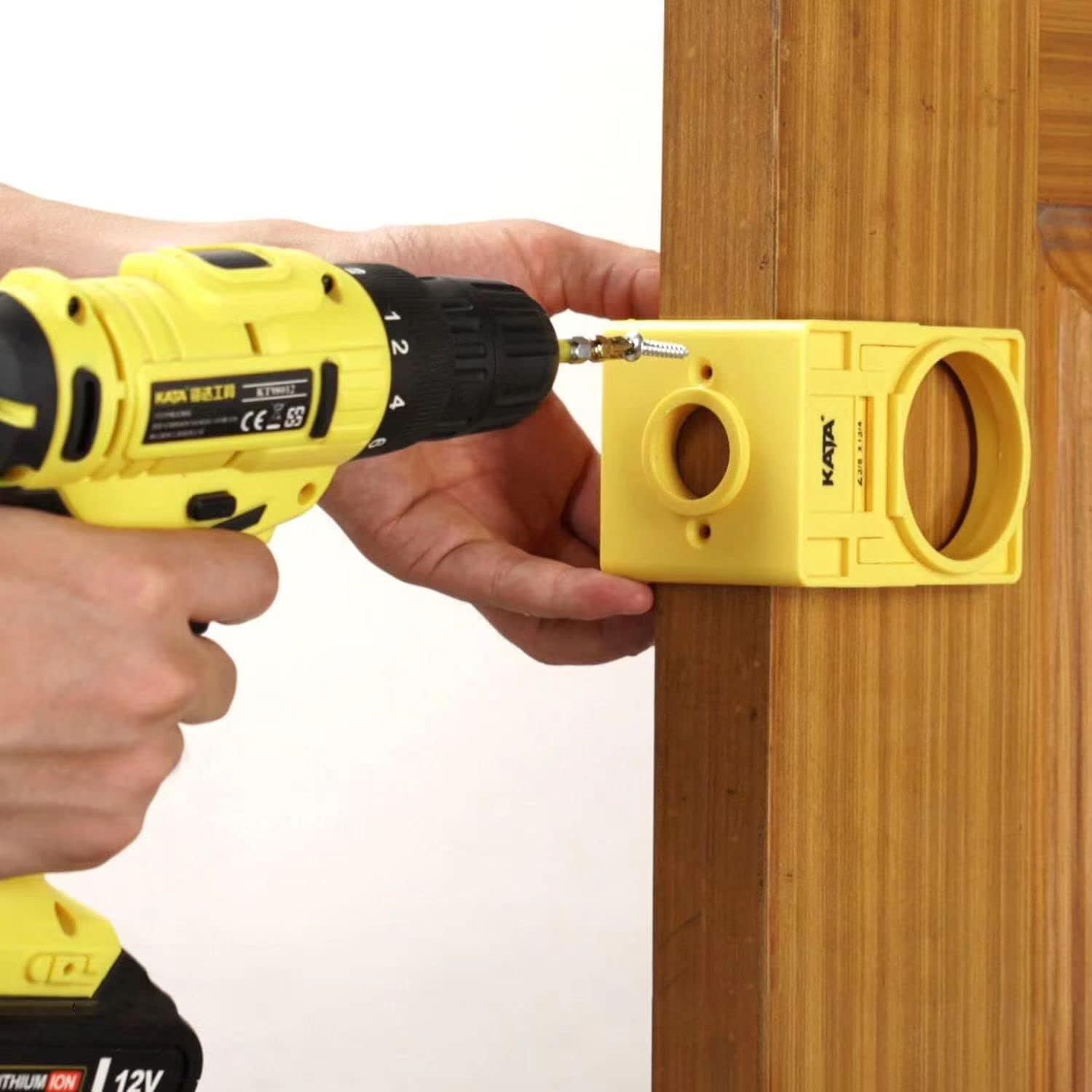 Bi-Metal Door Lock Installation Kit for Metal and Wood Doors - Includes Guide Template, Deadbolt Installation Kit, and Hole Saw Kit