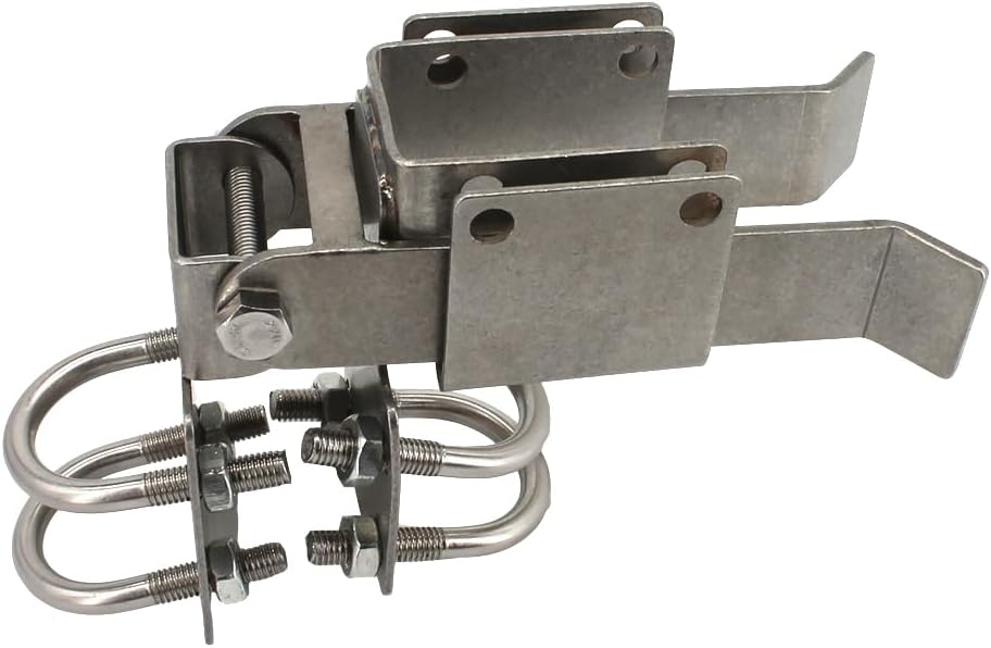BiJun Double Gate Latch for 1-3/8" Chain Link Gates - Strong Arm Latches 2 Gates Together Without Drop Rod