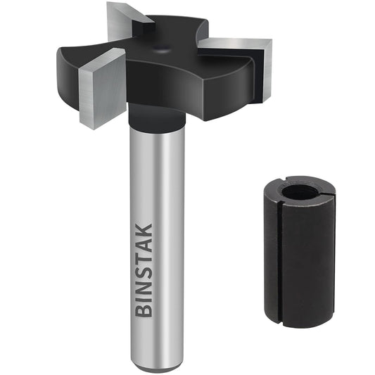 BINSTAK Carbide CNC Spoilboard Surfacing Router Bit - 1/4" Shank, 1" Cutting Diameter - Wood Planing Dado Planer Bit