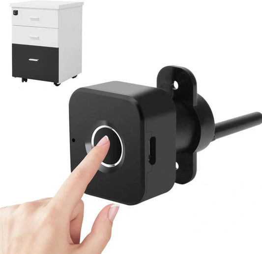 Biometric Fingerprint File Cabinet Lock - Keyless Security with USB - Black Color