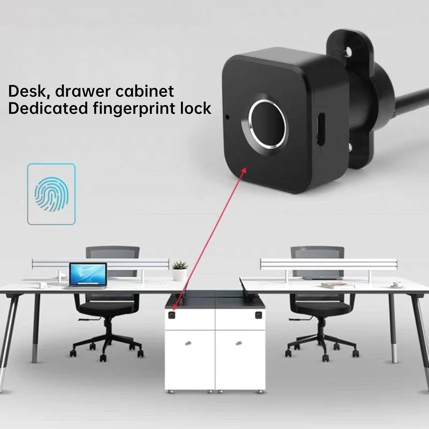 Biometric Fingerprint File Cabinet Lock - Keyless Security with USB - Black Color