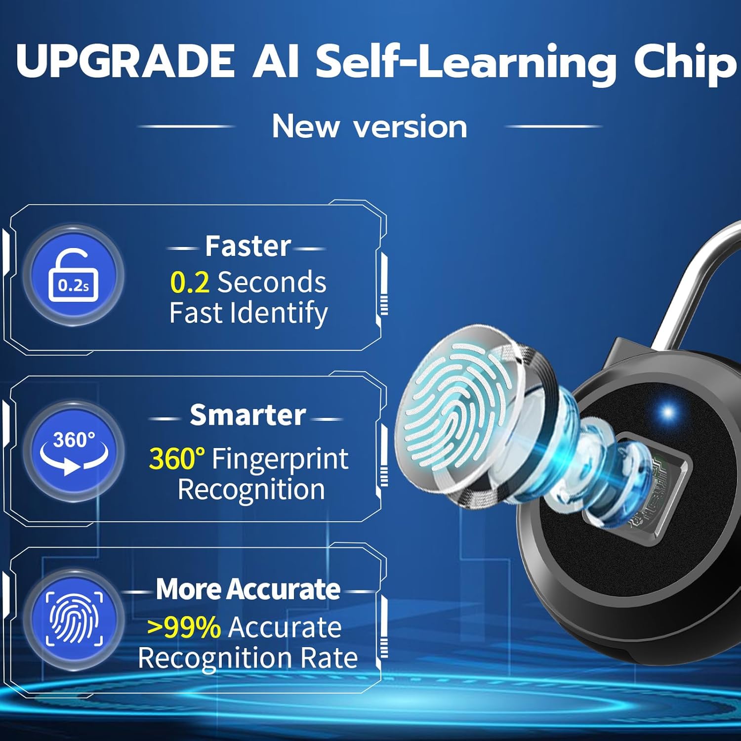 Biometric Fingerprint Padlock with Bluetooth App for Gym Locker, School Cabinet, Suitcase - Waterproof Smart Lock - WildKart