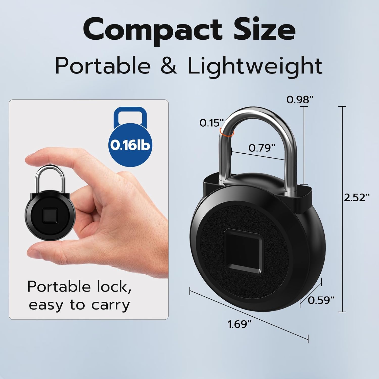 Biometric Fingerprint Padlock with Bluetooth App for Gym Locker, School Cabinet, Suitcase - Waterproof Smart Lock - WildKart