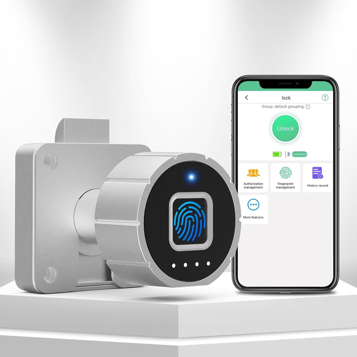 Biometric Keyless Fingerprint-Bluetooth Cabinet Drawer Lock for Office Furniture - 22mm