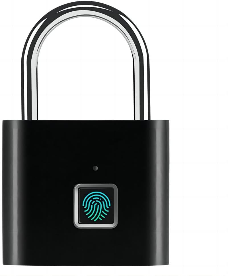 Biometric Smart Fingerprint Padlock - Ultra-Light, Anti-Cut, USB Charging - Ideal for Doors, Luggage, Backpacks - Black