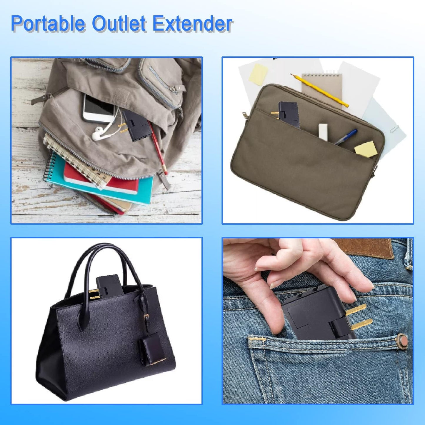 Black 2-Pack Mini Rotatable Swivel Outlet Adapter with Flat Wall Plug - Space Saving & Easy Install for Home, Office, Travel