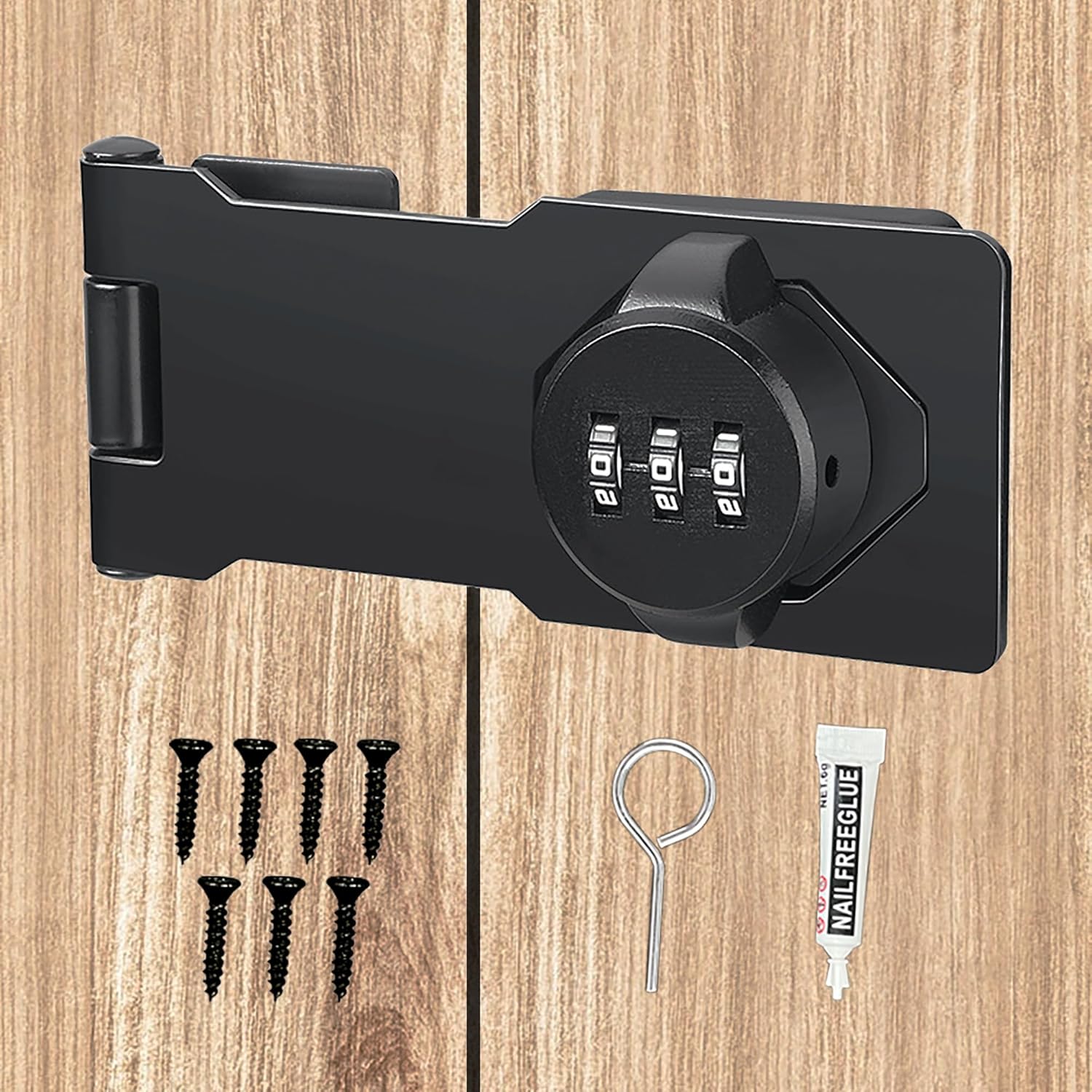 Black 3-Digit Combination Lock for Household Cabinets - Keyless Rotary Privacy Latch for Barn Doors, Mailboxes, and Office File Cabinets
