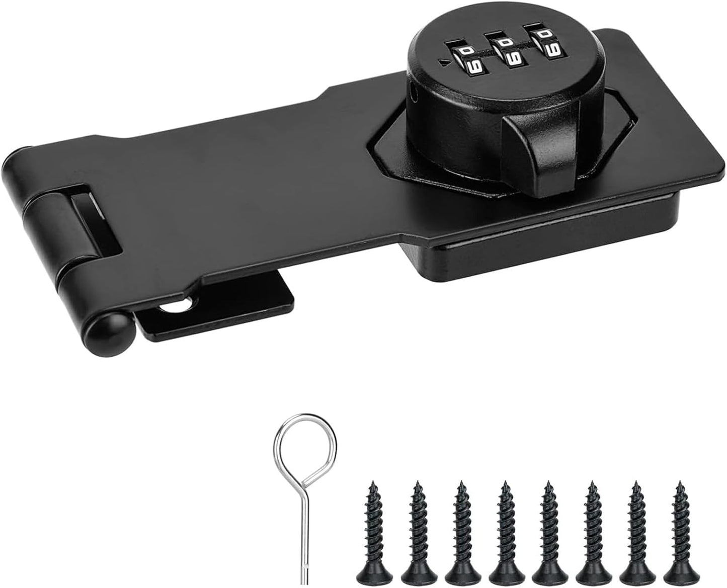 Black 3-Digit Rotary Combination Lock for Cabinets, Drawers, Closets - Easy-to-Use Keyless Latch for Home & Office - 1 Pack