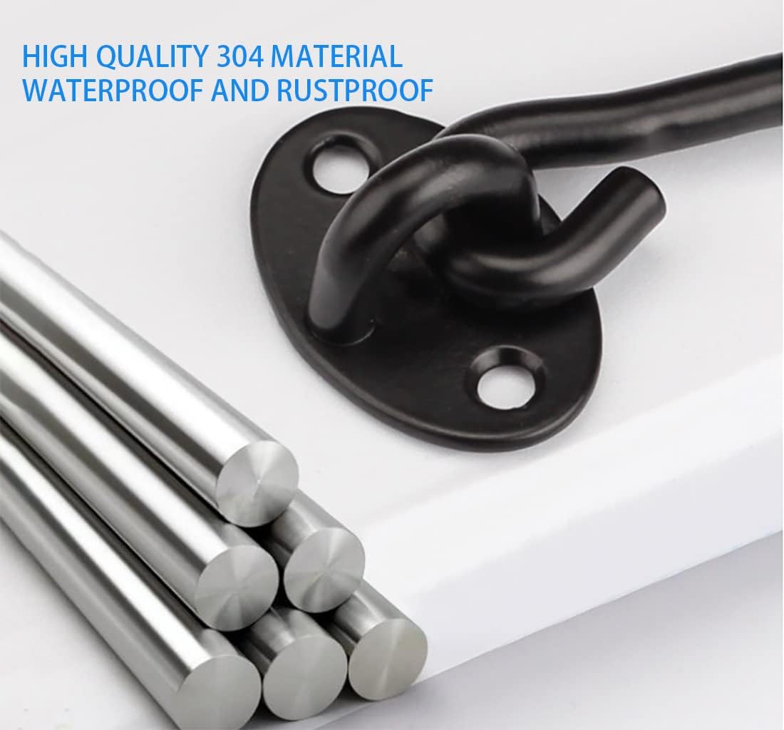 Black 3-Inch Privacy Hook and Eye Latch Lock for Barn Doors - Set of 2