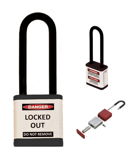 Black 3" Shackle Safety Padlock by Zing Green Products, Keyed Different