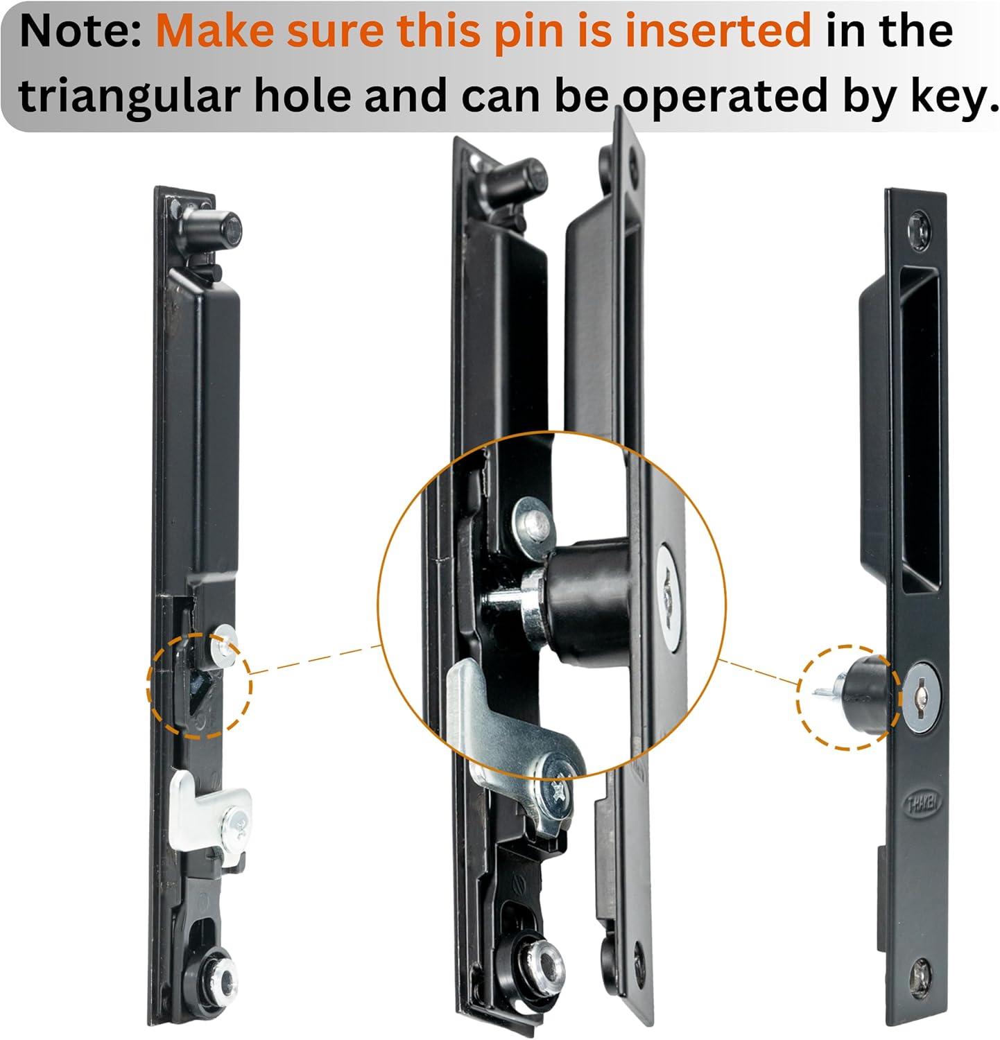 Black 6-5/8" T-HAKEN Sliding Glass Door Handle Set - Patio Door Replacement for Left and Right-Handed Doors (Keyed) - WildKart