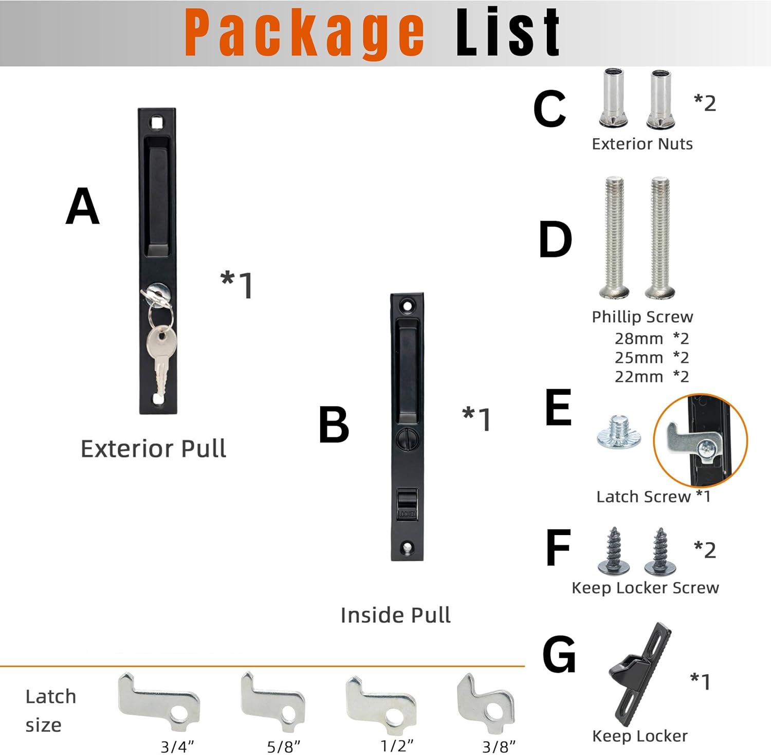 Black 6-5/8" T-HAKEN Sliding Glass Door Handle Set - Patio Door Replacement for Left and Right-Handed Doors (Keyed) - WildKart