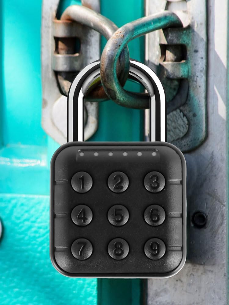 Black 6 Digit Combination Lock for Gym and School Lockers - Aluminum Alloy Digital Padlock for Secure Code Access - Push Button Security Padlock for Password Protection - WildKart