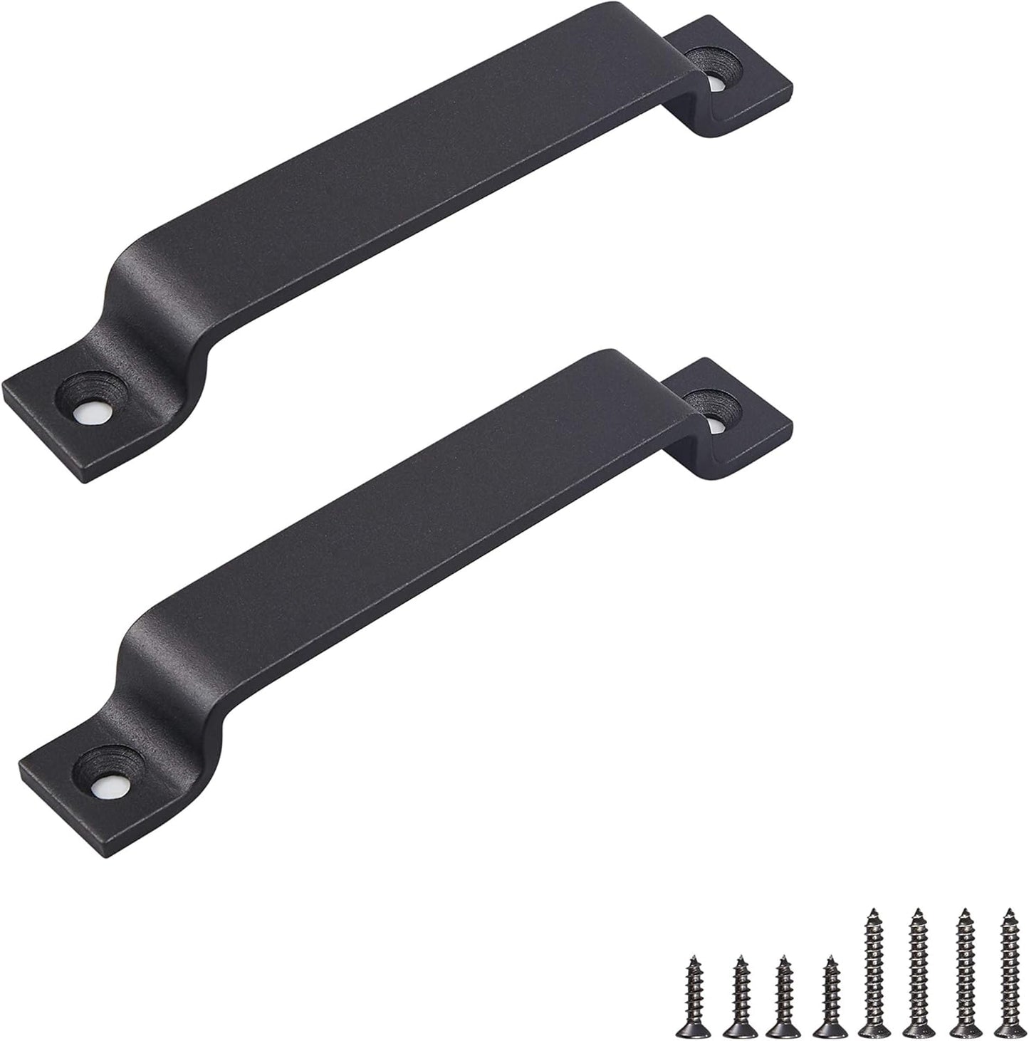Black 6.42 inch Barn Door Handle Set (Pack of 2) - Pull Handle for Sliding Doors - Ideal for Gates, Cabinets, Closets, and Garages - Includes 2 Sets of Screws in Different Lengths