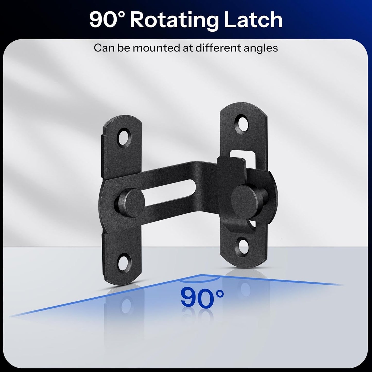 Black 90 Degree Flip Door Sliding Latch with Screws for Safety - Ideal for Barn, Window, Fence, Pet, Sliding Doors - Indoor/Outdoor