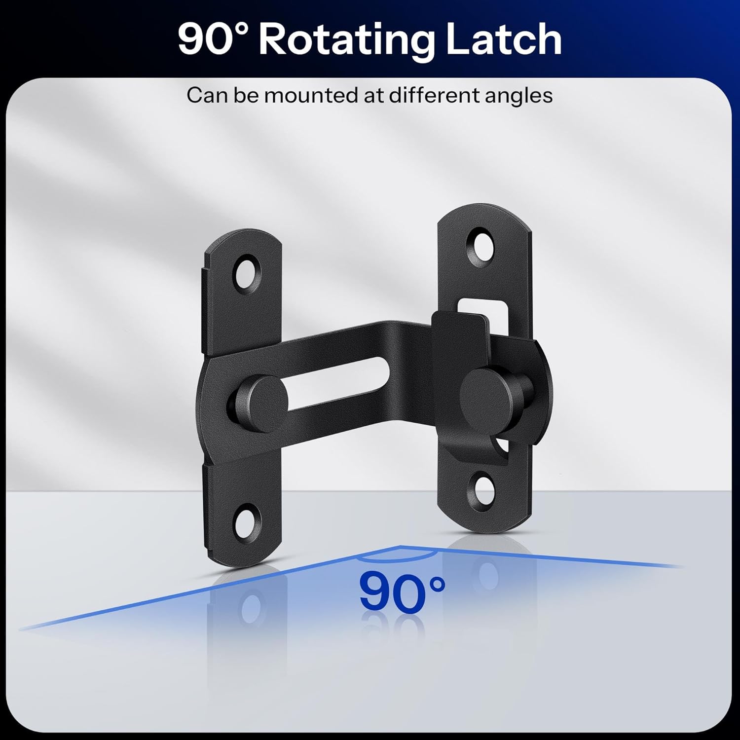 Black 90 Degree Flip Door Sliding Latch with Screws for Safety - Ideal for Barn, Window, Fence, Pet, Sliding Doors - Indoor/Outdoor