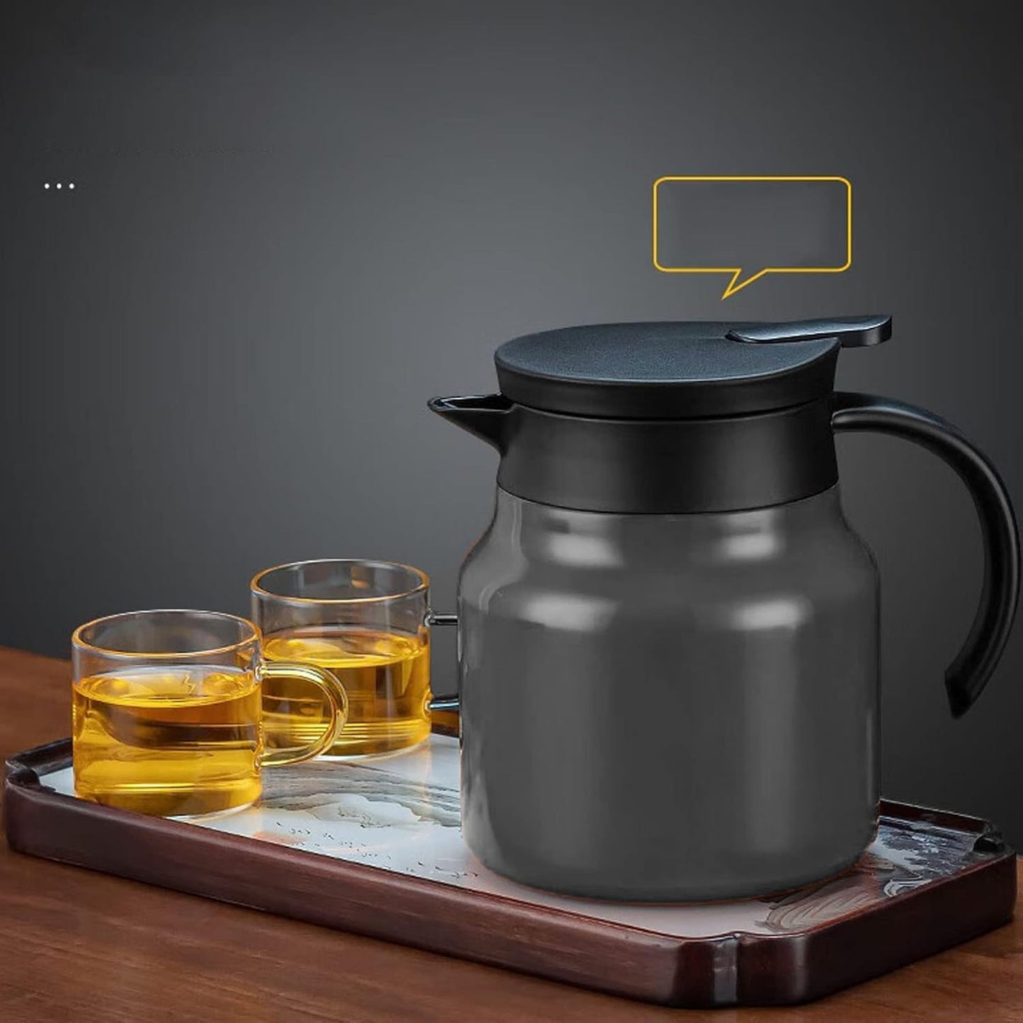 Black Agatige 1000ml Insulated Teapot with Detachable Water Carafe for Home - Tea Water Separation, Thermal Carafe