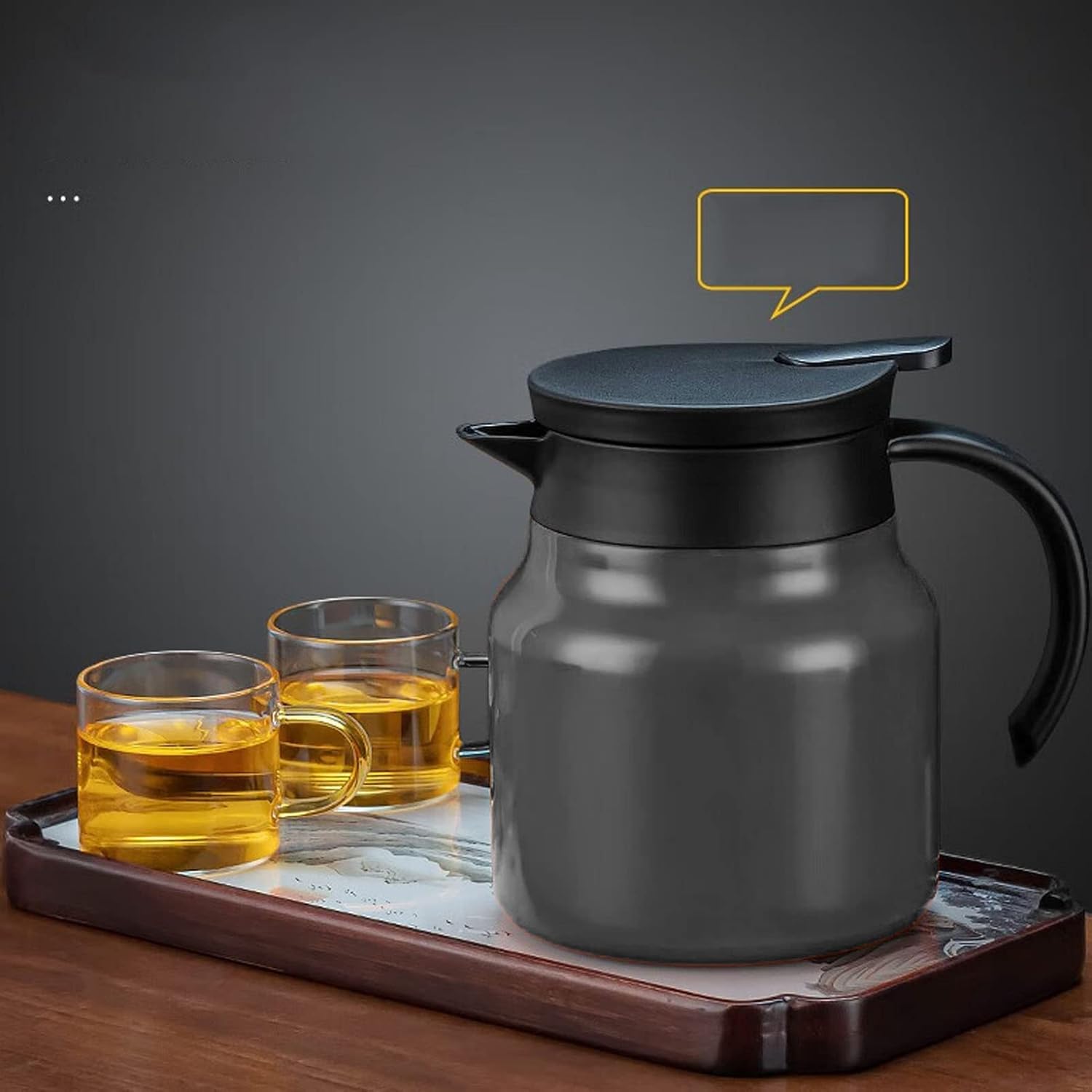 Black Agatige 1000ml Insulated Teapot with Detachable Water Carafe for Home - Tea Water Separation, Thermal Carafe