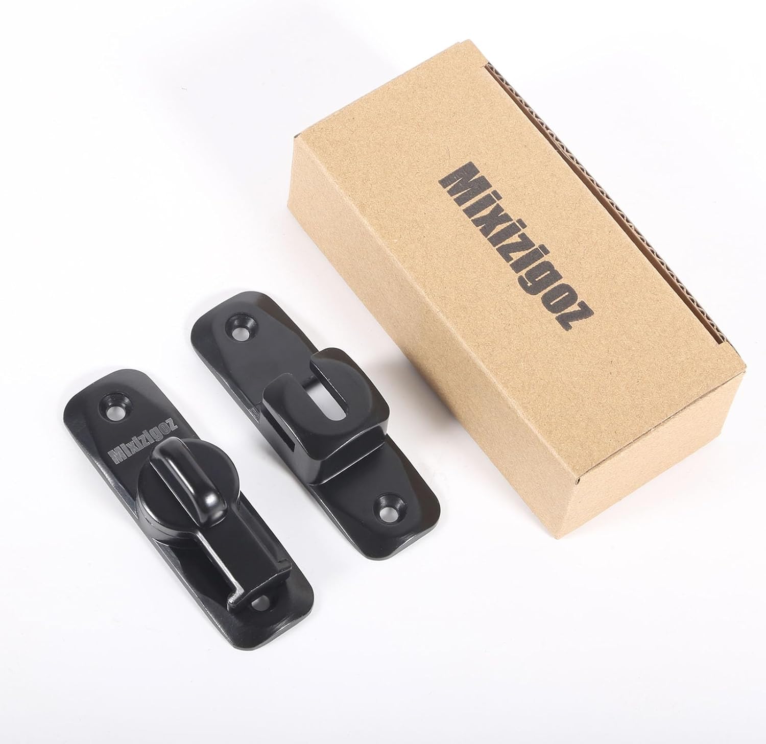 Black Barn Door Lock for Privacy - 90/180 Degree Flip Sliding Door Latch for Garden, Bathroom, Window, Outdoor, Cabinet - Single Pack