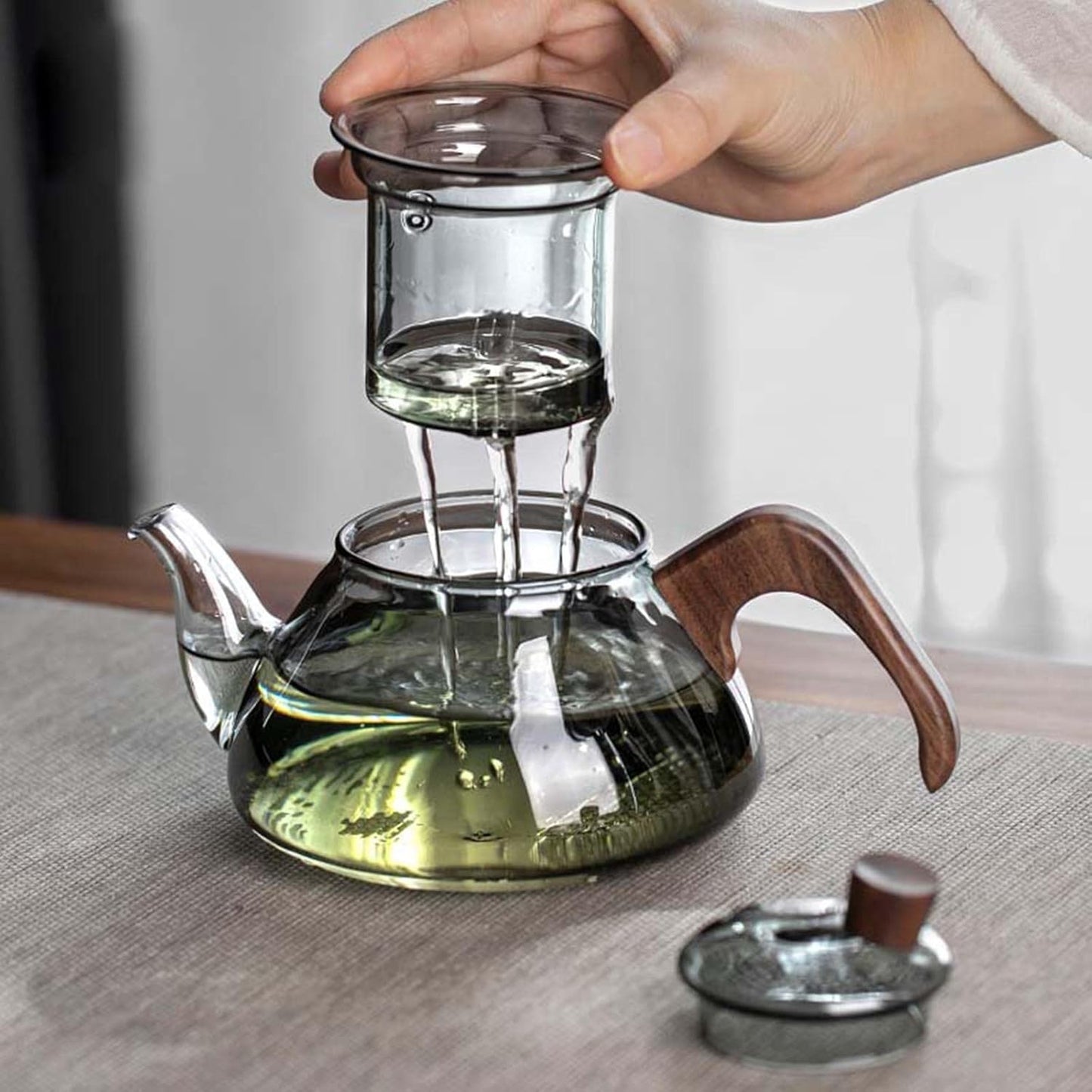 Black Borosilicate Glass Tea Kettle with Infuser Set - 9cm, Perfect for Hotels & Tea Brewers