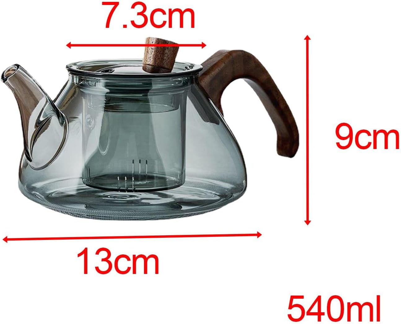 Black Borosilicate Glass Tea Kettle with Infuser Set - 9cm, Perfect for Hotels & Tea Brewers