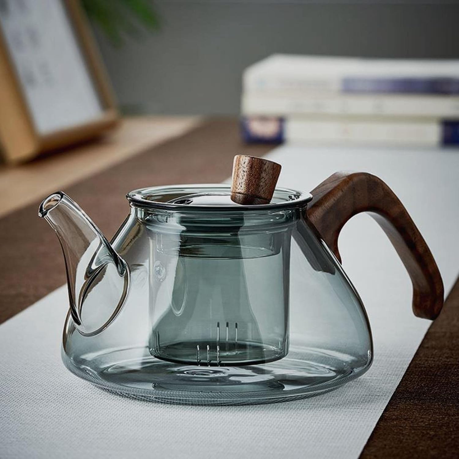 Black Borosilicate Glass Tea Kettle with Infuser Set - 9cm, Perfect for Hotels & Tea Brewers