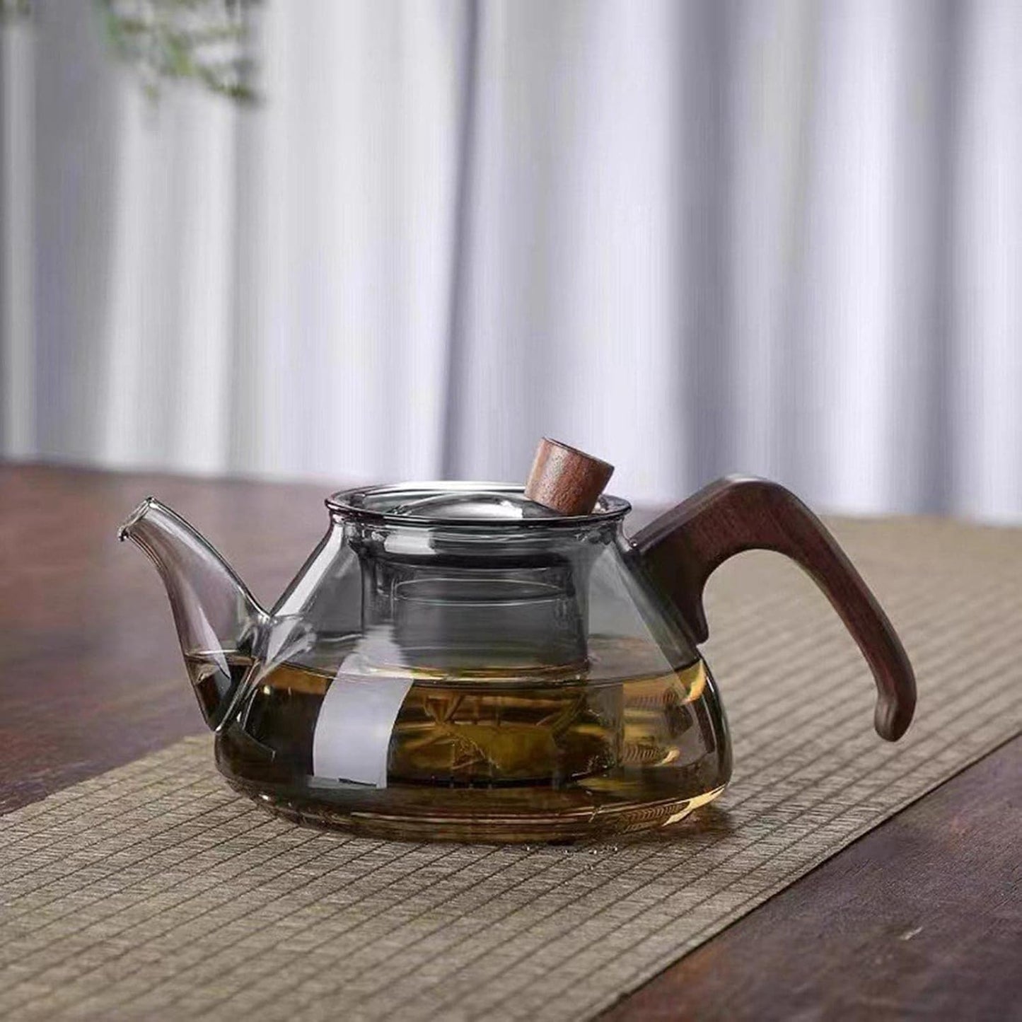 Black Borosilicate Glass Tea Kettle with Infuser Set - 9cm, Perfect for Hotels & Tea Brewers
